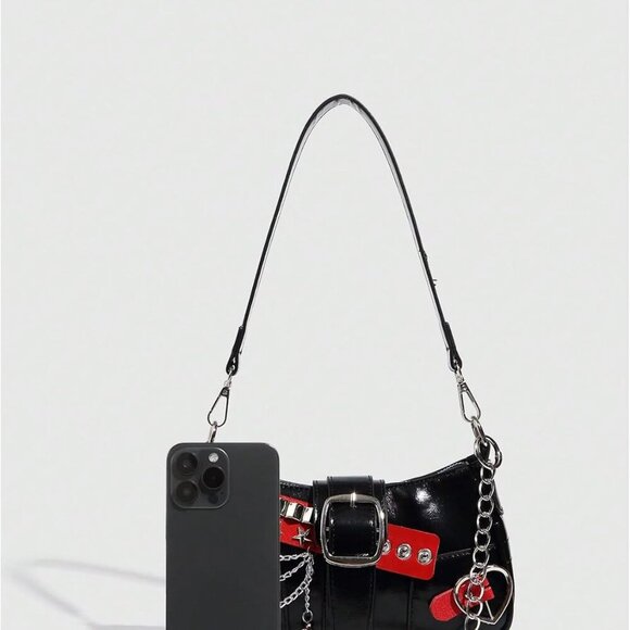 Women's Y2k Star Embroidery Shoulder Bag Mini Chain Hobo Handbag Purses - Picture 3 of 7